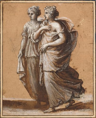 Lienzo de pintura famosa Due donne in abito classico obra de Claude Lorrain texturizada