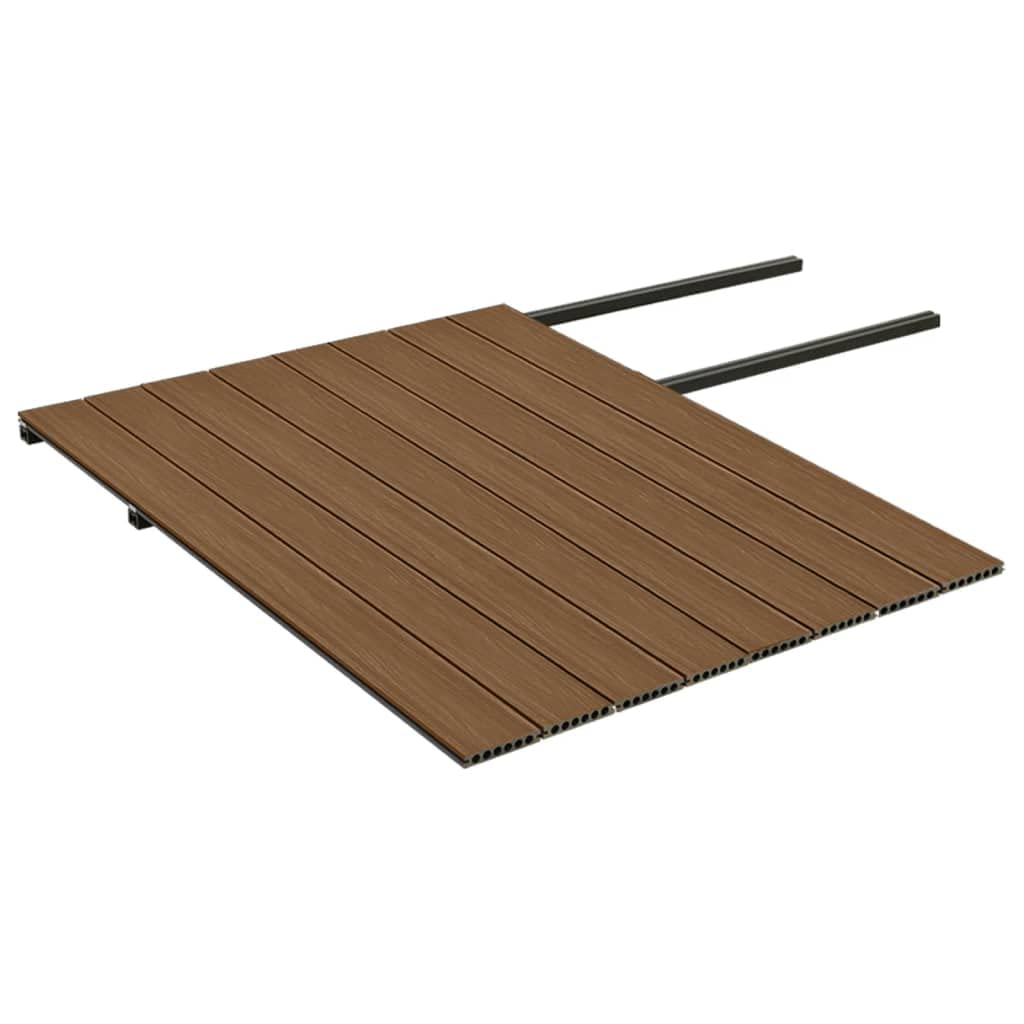 Lot de lames de terrasse WPC marron et gris avec accessoires, 20 m², 4000 x 140 x 23 mm, composite bois-plastique, imperméable, antidérapant, facile d'entretien, aspect bois, pour terrasse