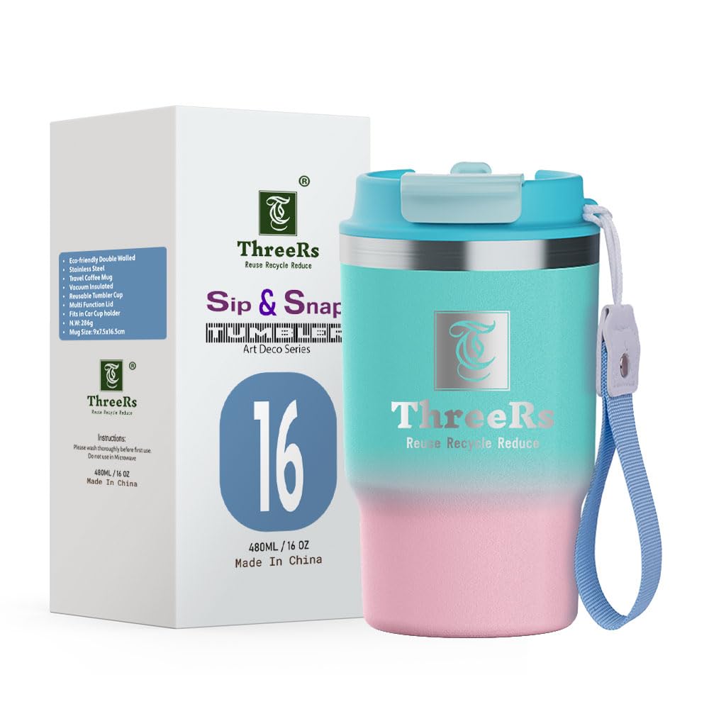 Bicchiere Termico Da Viaggio ThreeRs 480ml - Tenuta Stagna E Design Elegante - Foto 7