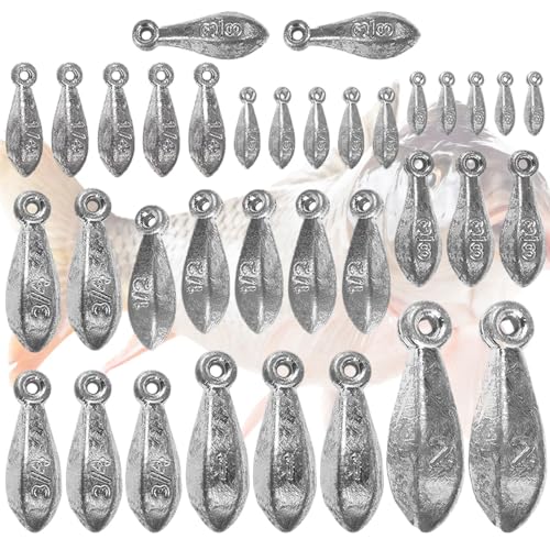 Weights Fishing - Juego De Pesas para pescaDe, Kit De Aparejos De 35 Piezas, Accesorios De pescaDe Varios Tamaños | Ideal para Agua Dulce, Agua Salada, pescaEn Hielo, Curricán, pescaCon Mos