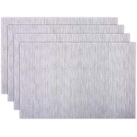 CITÉTOILE Table Placemats Washable Non-slip Heat Resistant Waterproof Table Mats for Dining Table PVC Stylish Simple Style Rectangle 45x30cm Pure Color (Set of 4) (Gray) Cover