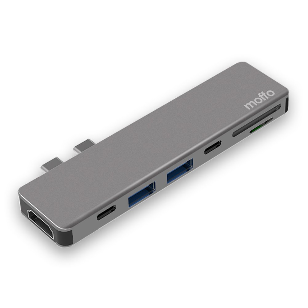 USB C HUB, Moffo Type C Hub with USB C Charging Port in USB C Adaptor Grey