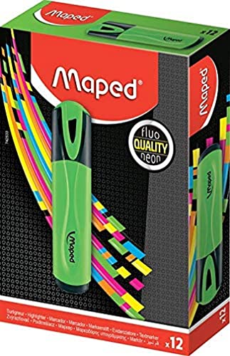 MAPED Boite de 12 Surligneurs Fluo'Peps Classic coloris Jaune des Couleurs Éclatantes pour Surligner Vos écrits Pointe Biseautée permettant de Faire Des Traits de 1 à 5 mm - vue 8