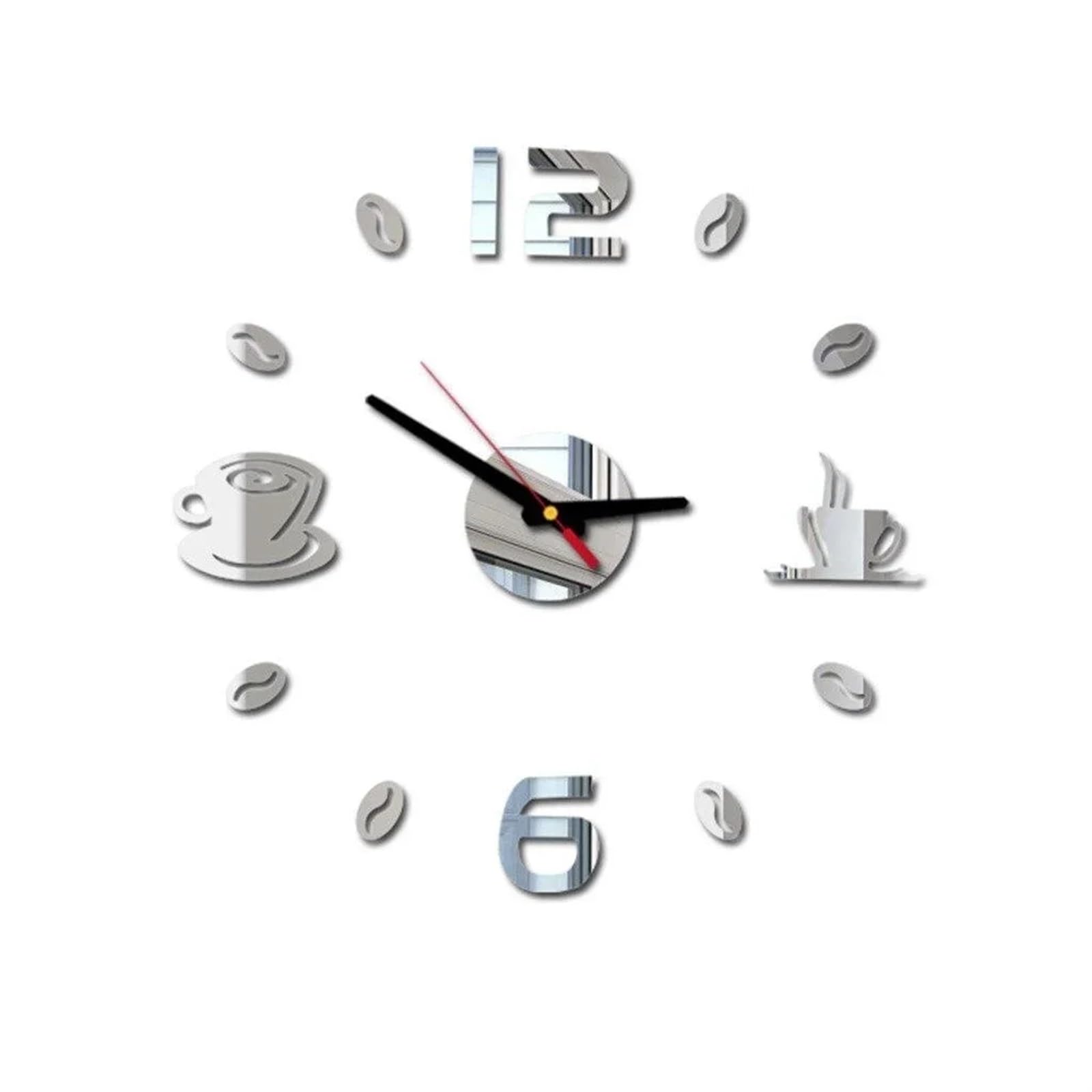 VFDVSWZSA Stylish wall clock, Digital Wall Clock Sticker DIY Kitchen Living Room Home Decor Diy Quartz Needl(Silver)