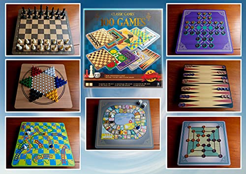 Merchant Ambassador 491160326 Classic Games, Enjoy 100 Different Games, Includes 5 Double-Sided Playing Boards thumb #3