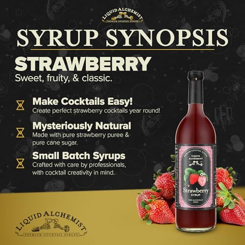 Image of Liquid Alchemist Strawberry Syrup for Drinks - Real Ingredients Make our Strawberry Puree for Drinks a Perfect Margarita Mix - Our Flavored Syrup is Gluten & Dairy Free (25.4 oz) (Pack of 2)