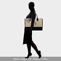 Vista 355 de TOPDesign Personalized Initial Canvas Beach Bag, Monogrammed Gift Tote Bag for Women Negro y marrón