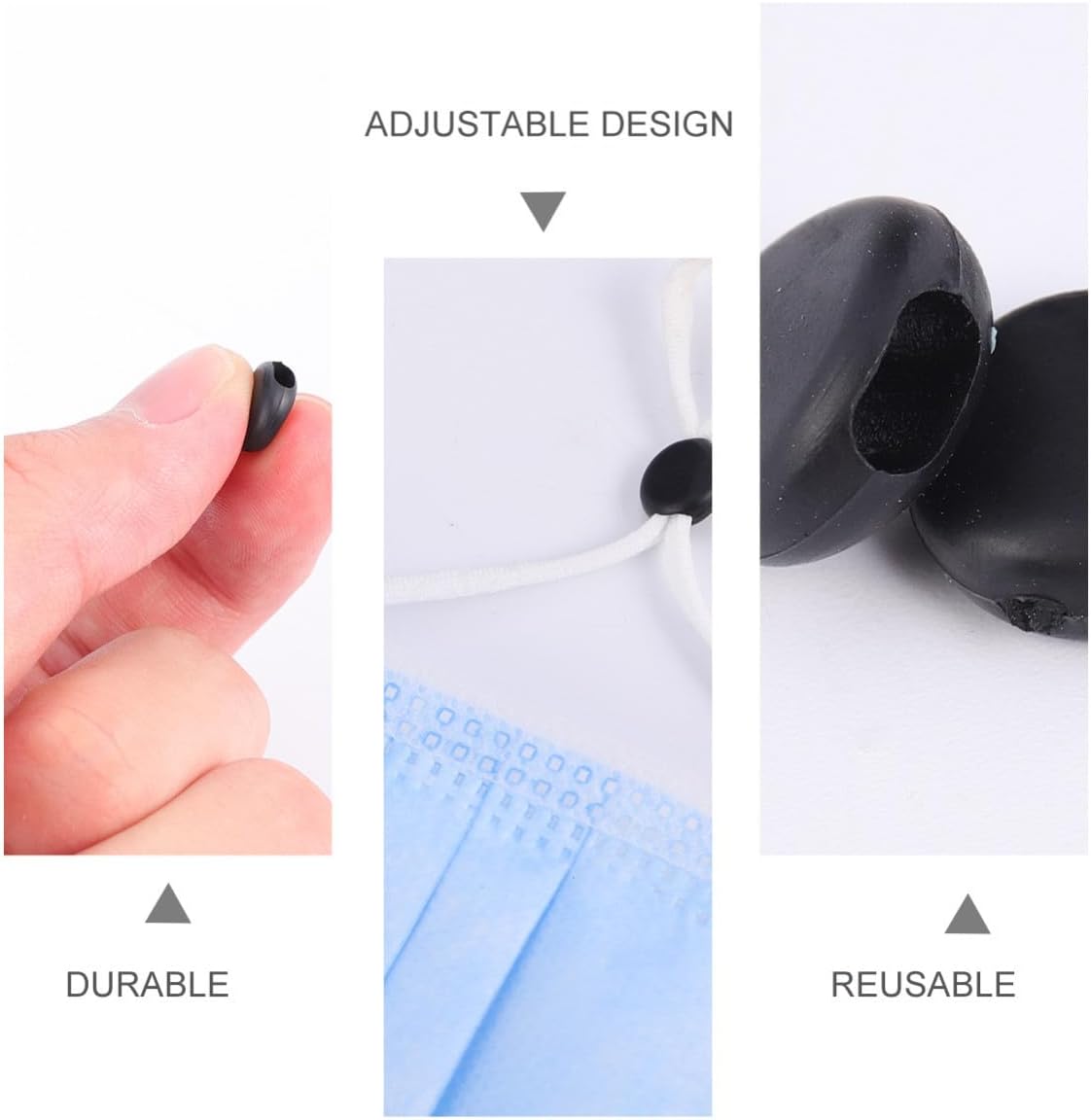 500pcs Mask Adjustable Buckle for Drawstrings and Hat Straps Black