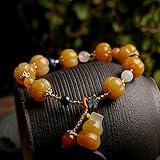 Pulseras de Calabaza de Jade de Oro Natural para Mujer, Pulsera de Cuentas de Jade de ágata, Brazalete, dijes, Rosario de energía curativa, Regalo, joyería de la Suerte