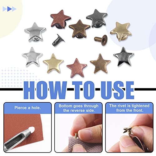Rivets étoile en métal multicolores pour customiser vos vêtements et maroquinerie