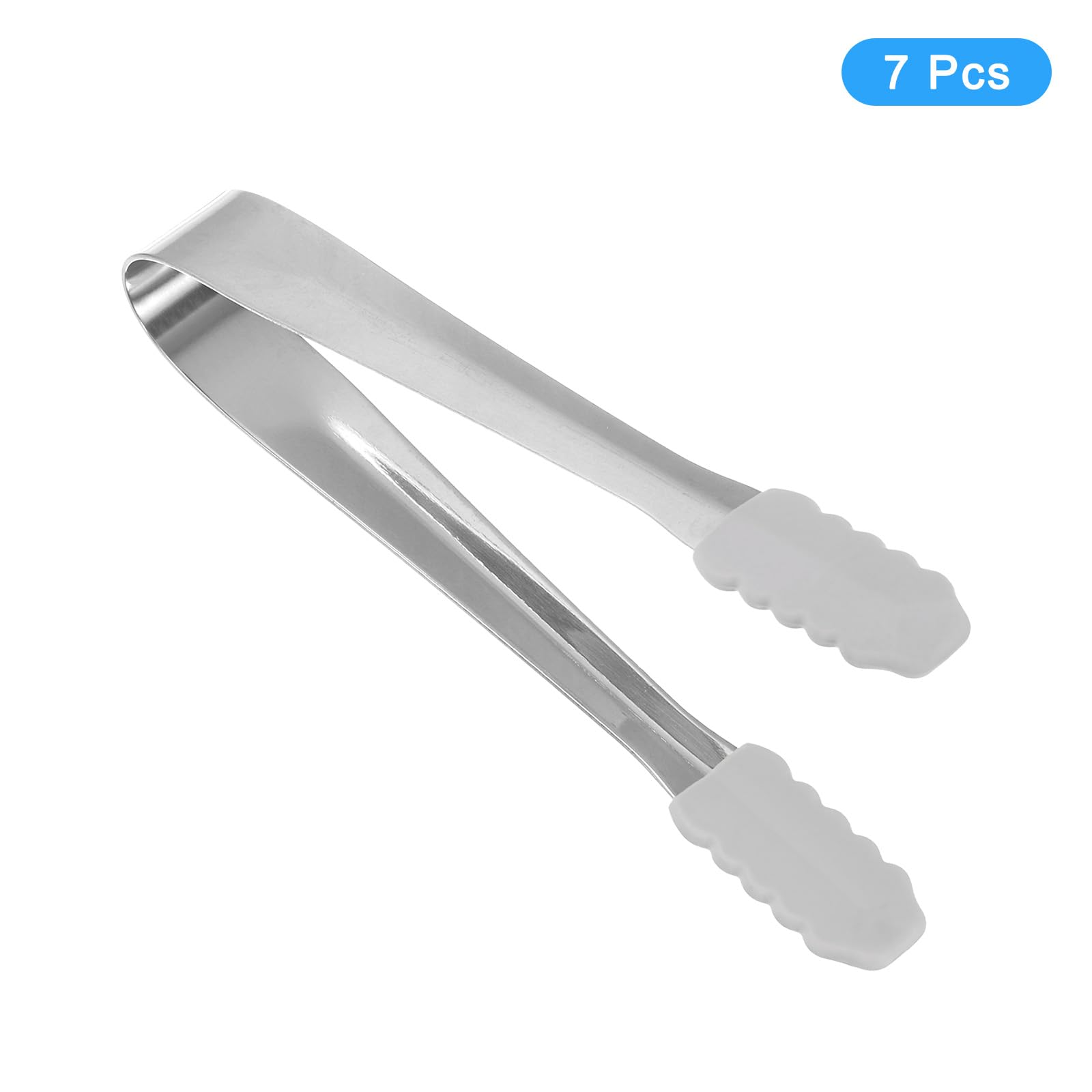 uxcell Serving Tongs, 7pcs 5.3Inch, Stainless Steel Ice Tongs with Silicone Head, Tiny Tongs for Appetizers Sugar, Desserts - Image 3