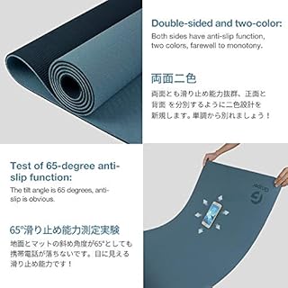 Yoga Mat Non Slip, Eco Friendly Fitness Exercise Mat with Carrying Strap,Pro Yoga Mats for Women,Workout Mats for Home, Pilates and Floor Exercises (Grey Blue/Black, Thickness-6mm)