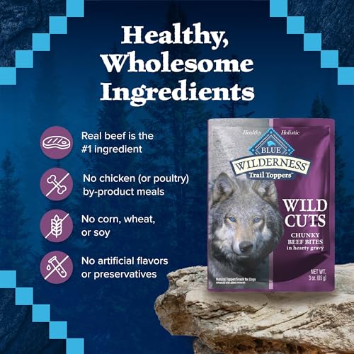 Image of Blue Buffalo Wilderness Trail Toppers Beef Wet Dog Food, 3 oz, 24 ct