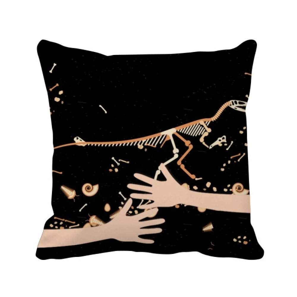 Coussin petit dinosaure fossile noir cadeau original science