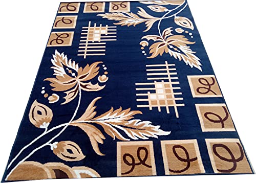 Image of Acrylic Rectangular Carpet for Hall | Mat for Living Room | 5x7 Feet Blue | Anti-Skid Carpets | Carpet for Bedroom Floor | Galicha for Hall | Home & Decor (150x195 CM - Blue Color)