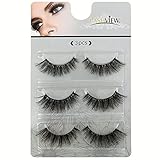 LASHVIEW 3D False Eyelashes Soft Black Handmade Natural Look Eye Lashes Fake Eyelashes 3 Pairs (033)