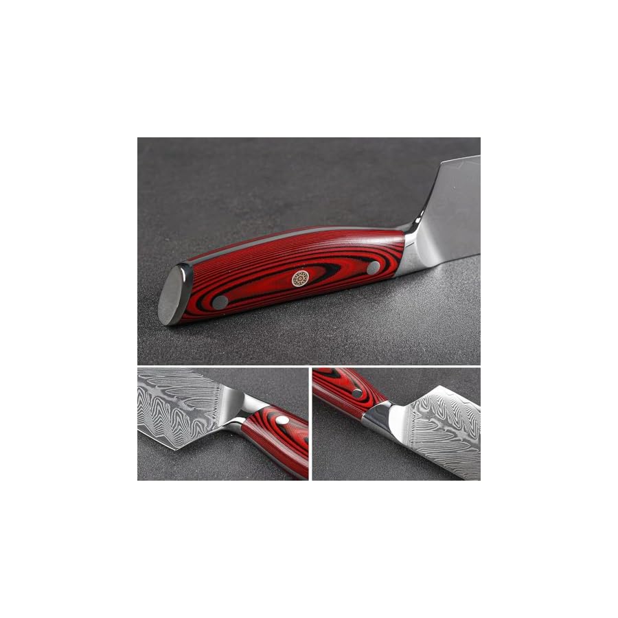 Kitchen Knife Set,7-Piece Damascus Knife Block Set Professional 73-Layer Japanese VG10 Steel - Chef's Cleaver Knife,Kitchen Scissors,Bread Knife,& More