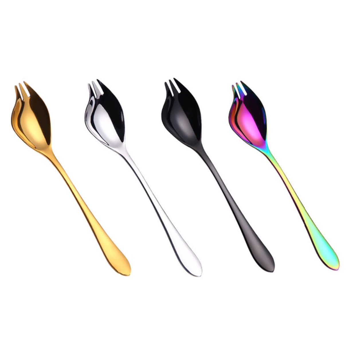 Cabilock 4pcs Fruit Salad Spoon Salad Server Hand Serving Utensils Serving Spoons Salad Serving Spoon Dual Purpose Salad Spoon Stainless Steel Salad Servers 304 Stainless Steel