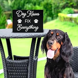 Dog Kisses Fix Everything Wooden Sign - Funny Dog Lover Gift, 8x6 Inch Wall or Shelf Decor, Made in USA Dog Kisses Fix Everything Wooden Sign Funny Dog Lover Gift 8×6 Inch Wall or Shelf Decor Made in USA