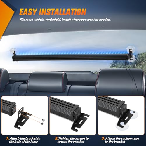 Image of Nilight 144LED Traffic Advisor Strobe Light Bar with Controller Blue | Emergency Warning Lights Hazard Interior Front /Rear Windshield Flashing for Cars Plow Trucks Construction Vehicles