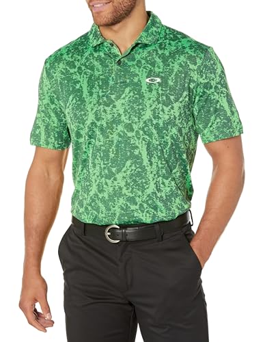 Polo Oakley jacquard haut de gamme motif marbré vert et gris homme
