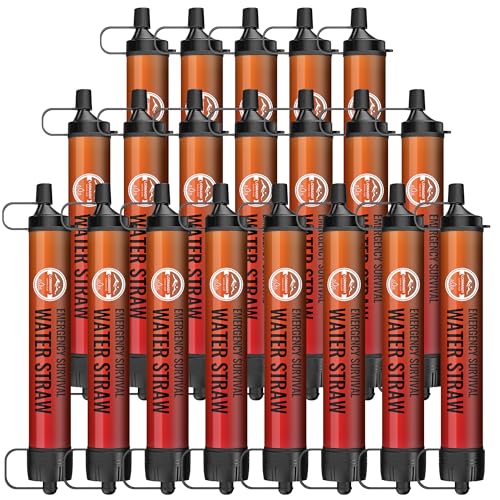 Image of Water Filter Straw 20 Pack - Outdoor Camping & Hiking Survival Gear Kit for Family Use, Ultra-Light Personal Filter Straws for Backpacking,Camping, Bug-Out Bags and Emergency Preparedness