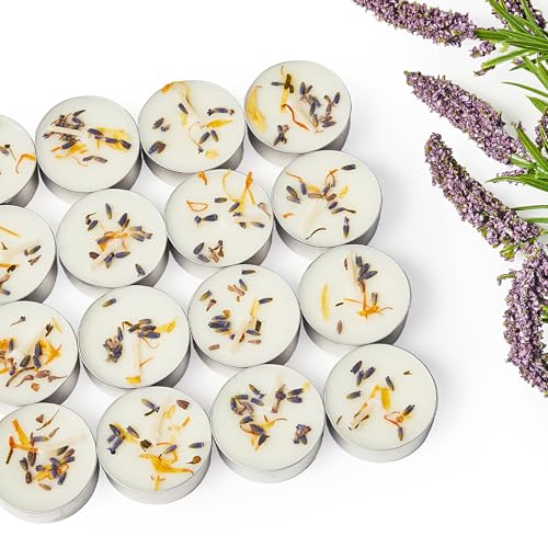 Ashlux Lavender Scented Tealight Candles 48 Pack 4-Hour Soy Wax Tea Candle