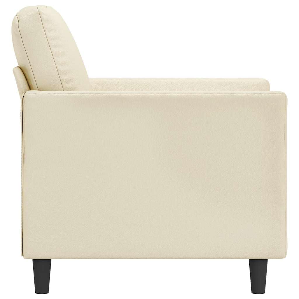 Sillón de piel sintética color crema, 80 x 77 x 80 cm, pequeño sofá con estructura de metal, diseño moderno, resistente y cómodo, para salón, dormitorio, oficina