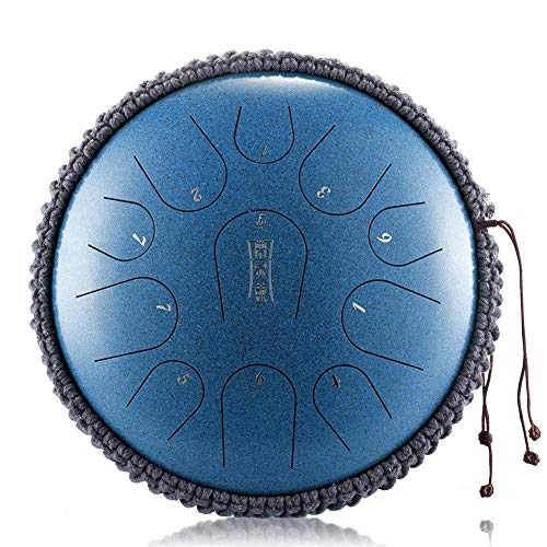 Niome 13Inch 15 Note Steel Hand Drum Percussion Instrument Hand Pan Drum with Drum Mallets Carry Bag (Blue)