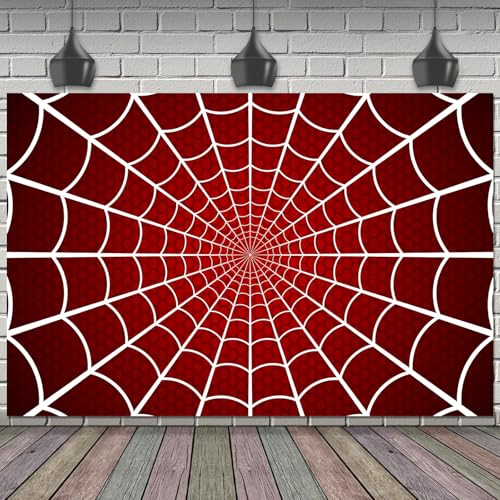 SAVITA Telón Fondo Telaraña, 180x120cm Poliéster Preperforado Pancarta Cumpleaños Telaraña Lavable y Reutilizable Decoraciones Accesorios Fotografía para Fiestas Temáticas Cumpleaños