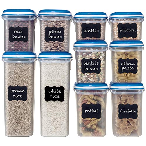 Shazo Kitchen Food Storage Containers 20-Piece Set (10 Container Set) - Airtight Dry