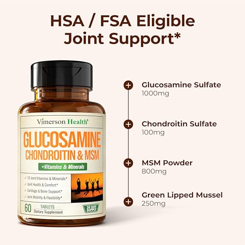 Glucosamine Chondroitin MSM Supplement – Advanced Joint Supplements for Men and Women w/Glucosamine Sulfate 1000mg, Chondroitin Sulfate & MSM, Vitamin B12 and More for Joint Health – FSA Eligible - Image 6
