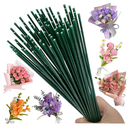 Mirriverse 100 Stück Blumendraht Grün 2mm Drahtstäbe zum Basteln 30cm Robuster Steckdraht & Floristendraht für Gestecke Kränze Hochzeitsdeko und Blumenstiele (Grün)