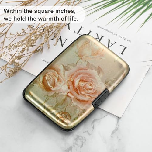 Image of ELFISH Mini RFID Aluminum Wallet Credit Cards Holder Business Card Case Metal ID Case for Men Women(Champagne rose)