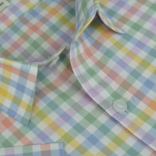 Image of GHPC 100% Cotton Checkered Half Sleeves Regular Fit Formal Shirt for Men