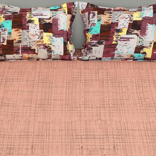 Image of Bedsheet for Double Bed | 152TC | Peach | Dotted Print | 1 Piece Cotton bedsheet for Double Bed with 2 Pillow Covers (225 x250cm) Perfect for Home Decor & Gifting | 100% Cotton bedsheets