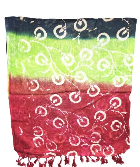 Image of Women Dupatta Multicolour Tie-Dye with Tassel