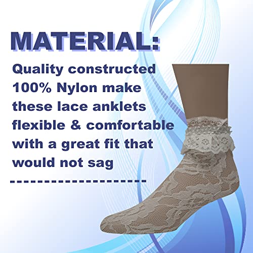 Image of EMEM Apparel Women's Lace Anklet Socks with Ruffle