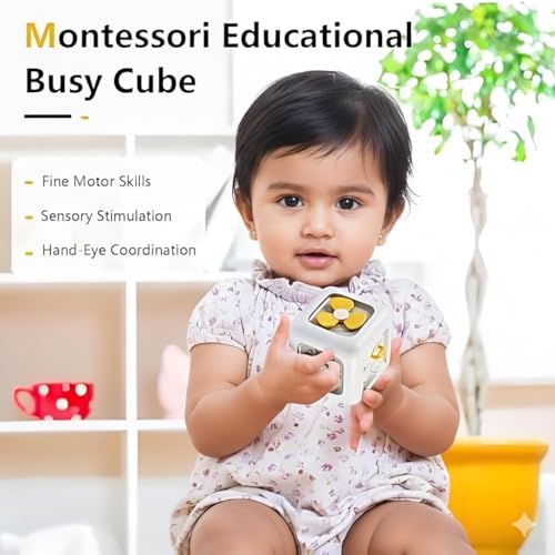 Image of TurtleBee 6-in-1 Montessori Toy | Life Skill Builder Cube | Toys for Kids 1-3 Years | Activity Cube | Fine Motor Skills & Early Learning Development | Travel Friendly Learning Toy | Birthday Gift