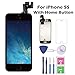 for iPhone 5S Screen Replacement with Home Button, Arotech 4.0 Inch Full Assembly LCD Display Digitizer Touch Screen with Repair Tool Kit and Tempered Glass (Black)