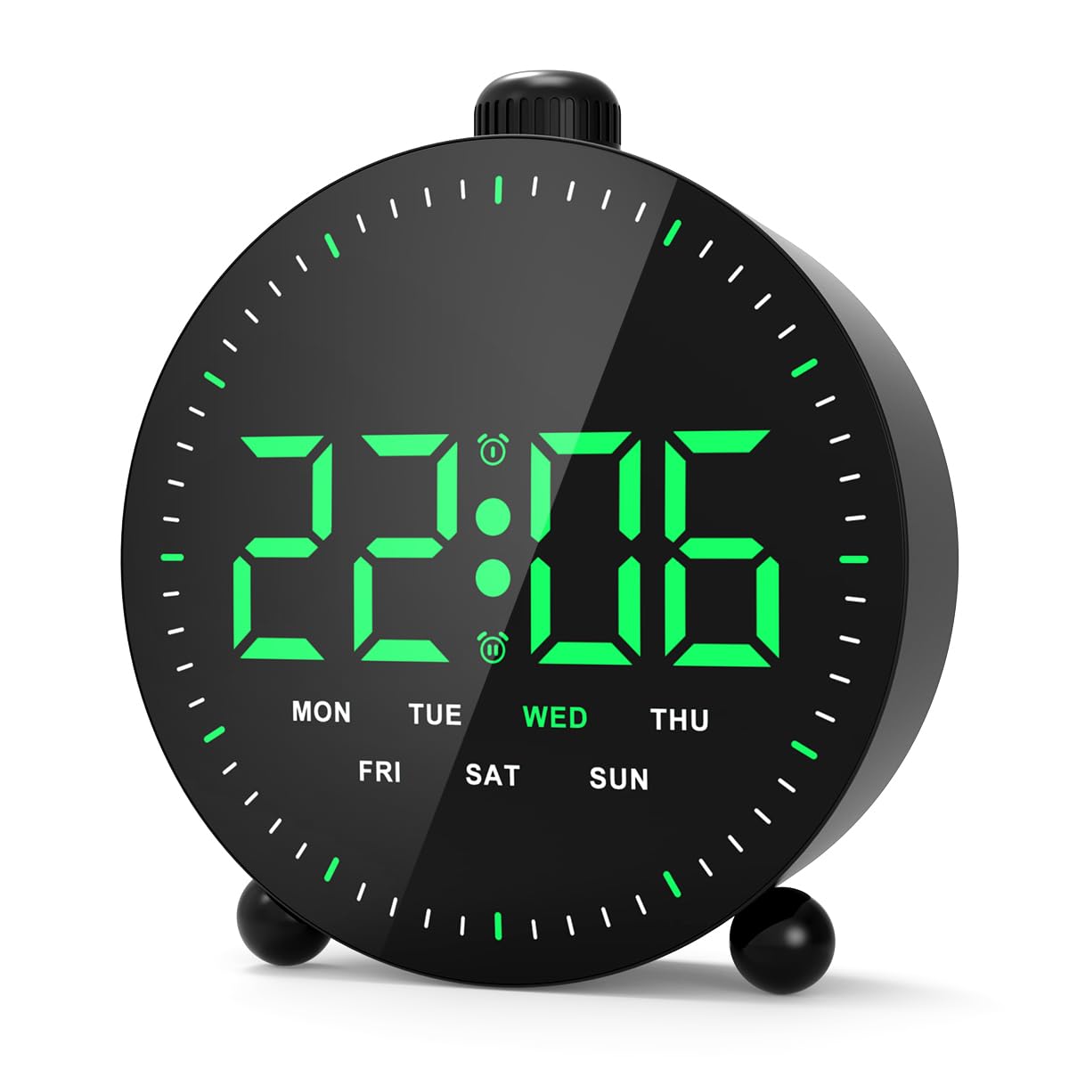 Reloj despertador LED con luz nocturna Aolyty con temporizador de cuenta regresiva negro y verde