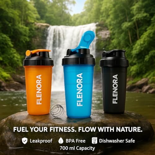 Image of Protein Shaker Bottle 700ml with Mixer Ball & Leakproof Lid | Gym, Sports & Fitness Shaker for Protein Shakes, Smoothies & Pre-Workout. (Jet Black)