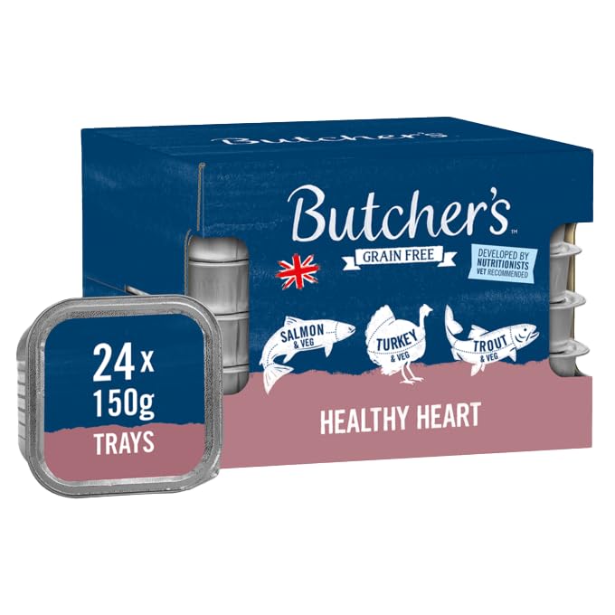 Butcher's Complete Wet Tray Grain Free Hypoallergenic Adult Dog Food Healthy Heart Pack 24x150g - Salmon, Turkey & Trout — image 1