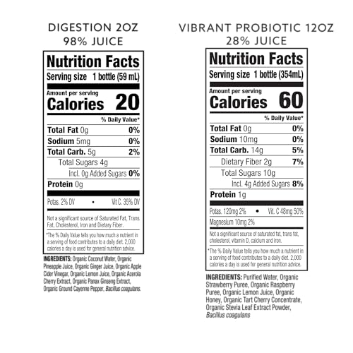 Image of Suja Organic Gut Health Shots and Juice Variety Pack | 10 Digestion Shots and 6 Vibrant Probiotic Juices | Plant-Based & Gluten Free (2 fl oz Shots /Pack of 10, 12 fl oz Juices /Pack of 6)