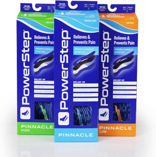 PowerStep Pinnacle Insoles, Orthotics for Plantar Fasciitis Relief, Made in USA Orthotic Insoles, Arch Support Inserts with Moderate Pronation, #1 Podiatrist Recommended (M 11-11.5, W 13-13.5)