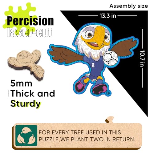 Image of FIFA World Cup 2026 Wooden Puzzles for Kids & Adults,USA Mascot clutch150 Pieces, Unique Shape Jigsaw Puzzle, 5MM Thick, Officially Licensed Product