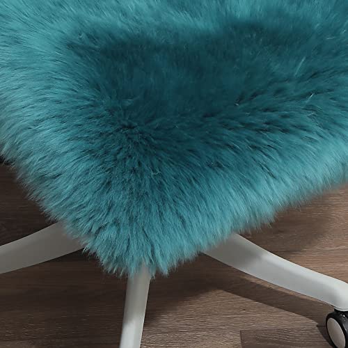 Premium Genuine Fur Sheepskin Rug Real Australia Sheepskin Natural Luxury Fluffy Lambskin Fur Area Rug Seat Covers for Kids Bedroom Sofa Chair Cover (Dark Aquamarine, Single Pelt/2ft x 3ft)