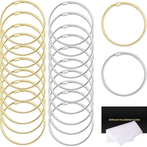 20 Pcs Snake Charm Bracelet Chain Stainless Steel Elastic Bangle Bracelets Chain Adjustable Friendship Snake Bracelet DIY Charm Bracelet Chain for Women Jewelry Supplies Christmas Birthday Gifts