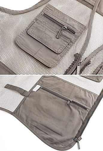 Image of Hbufnha Mens Mesh Lightweight Vest Outdoor Work Fishing Hunting Extra Pockets Vest