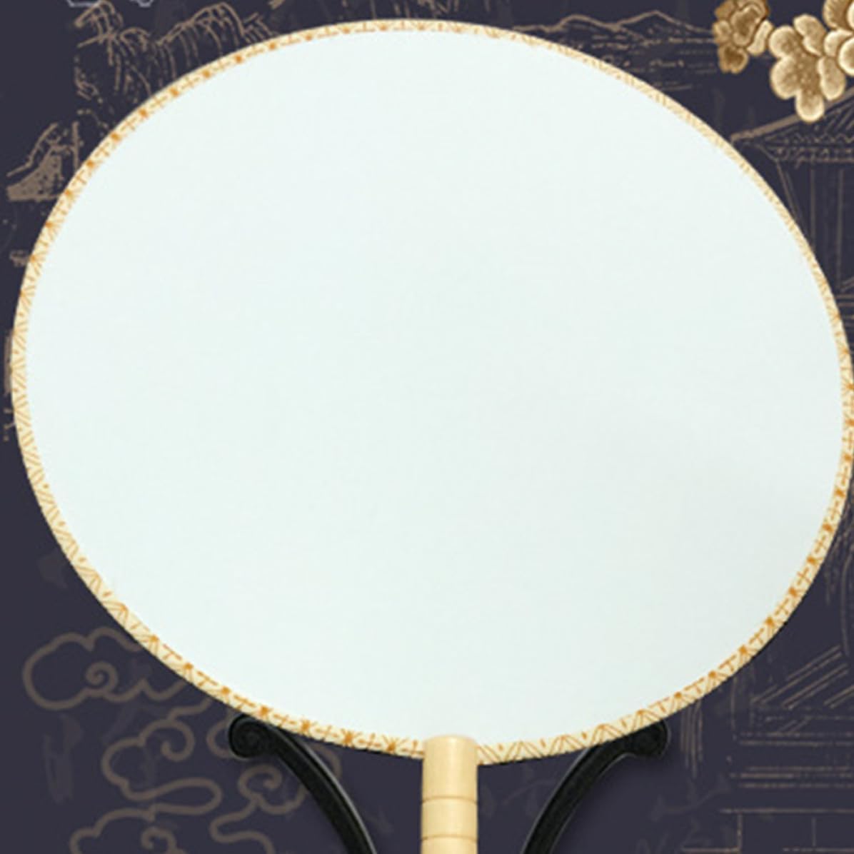 Blank Silk Hand Fan with Wooden Handle for DIY Painting image 5